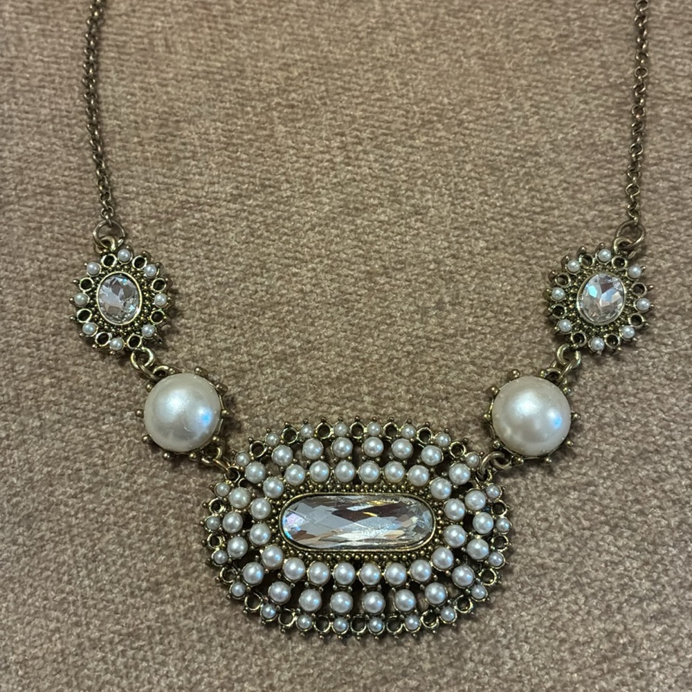 Juicy Couture Vintage Pearl & Crystal Statement Necklace